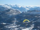 paragliding on skis above puy saint vincent